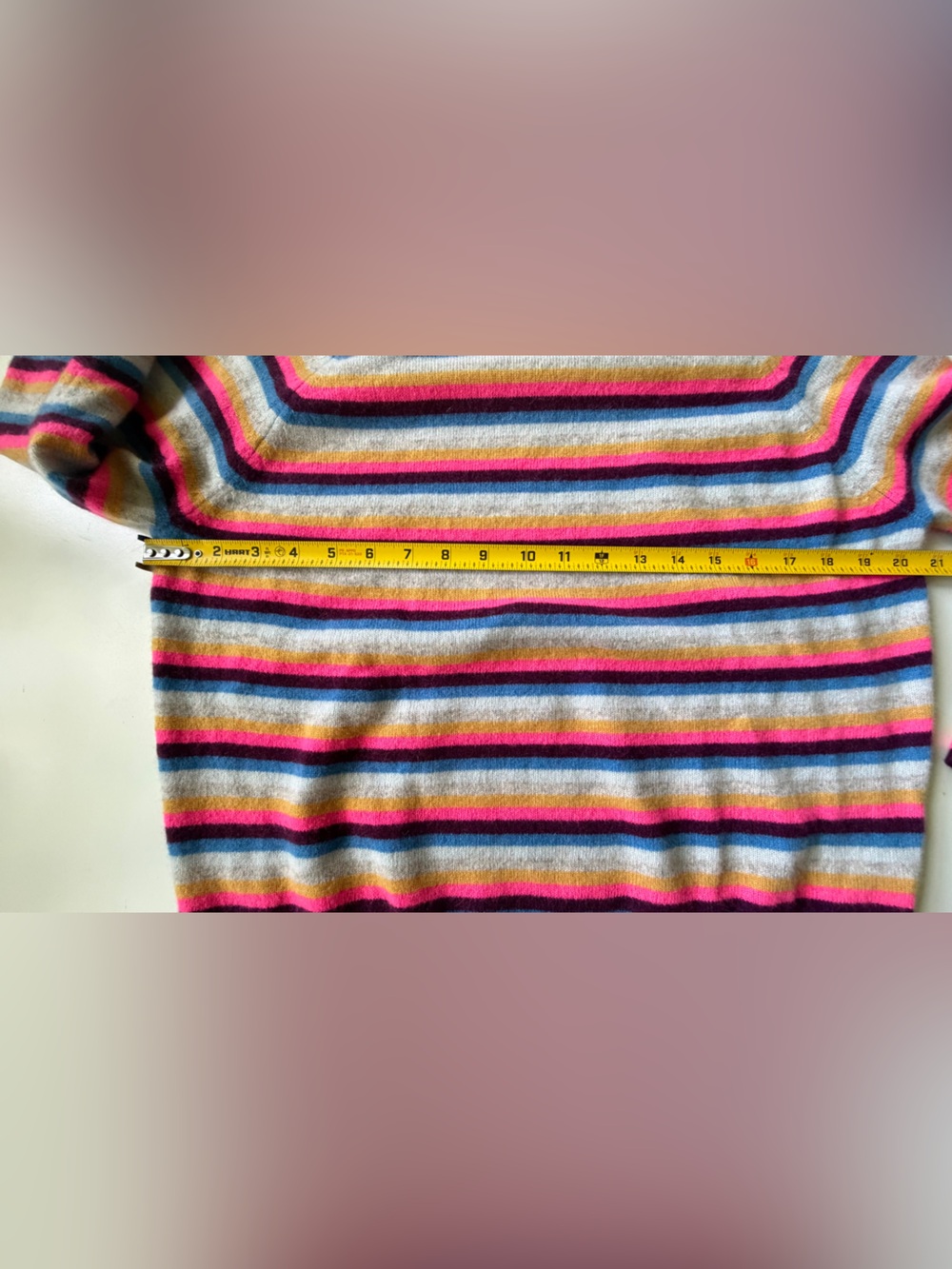 White + Warren CASHMERE COLORFUL STRIPED TURTLENECK M - Picture 4 of 8